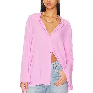 Lovers & Friends Whitney Beach Shirt in Pink Size Medium